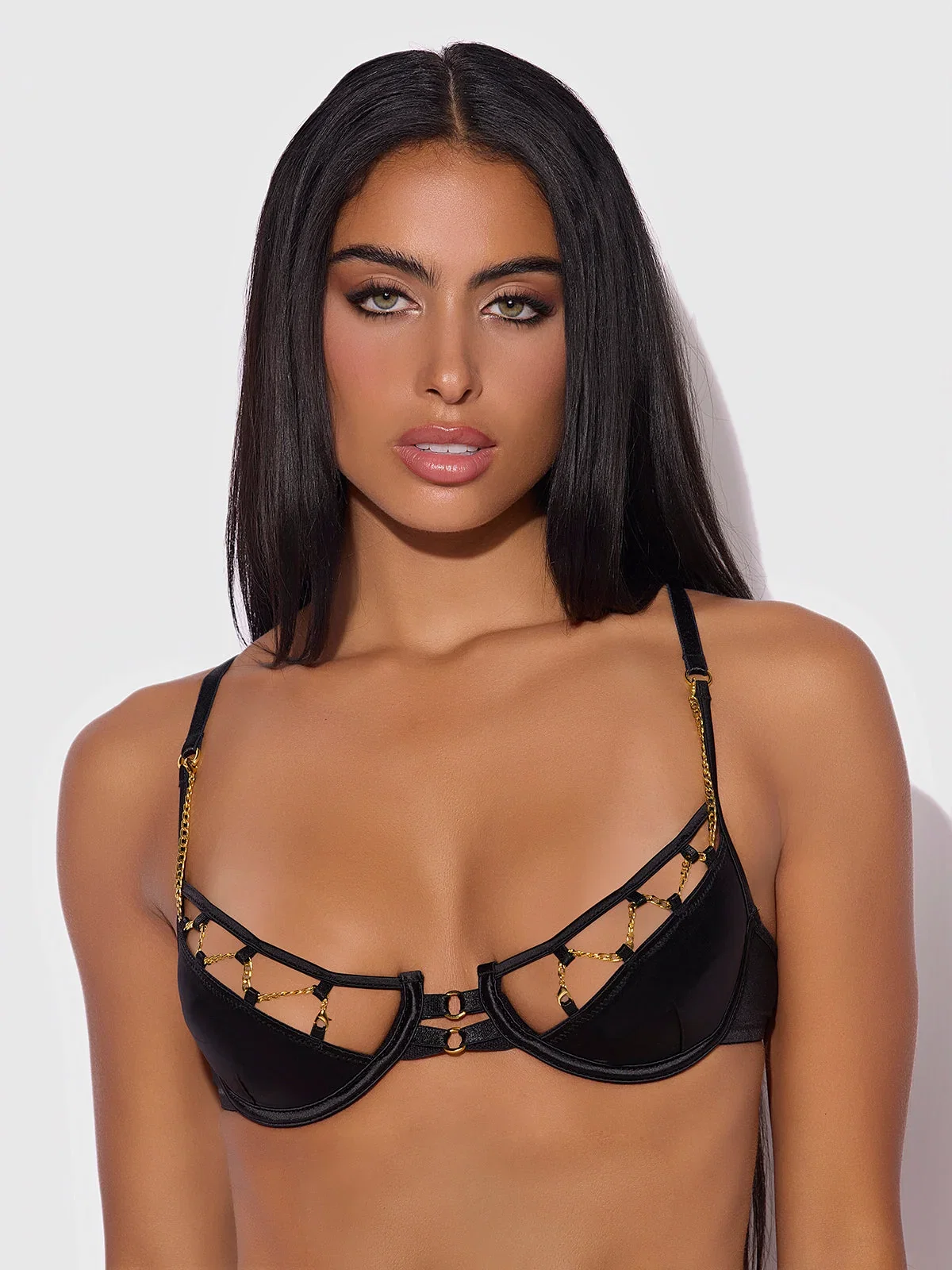 Image of Emery Liquid Satin & Chain Bra