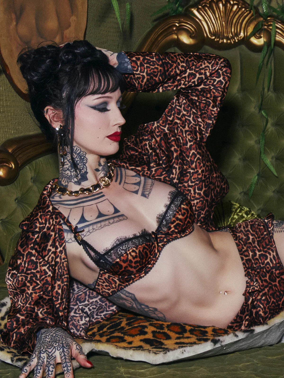 Image of Raven Leopard And Lace Bra