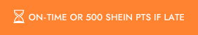 ON-TIME OR 500 SHEIN PTS IF LATE