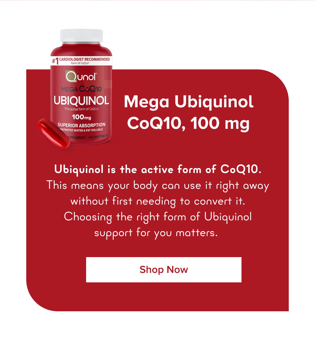Mega Ubiquinol CoQ10, 100 mg | Shop Now