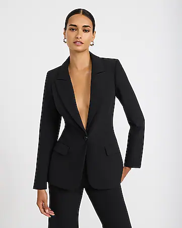 Long Slim Blazer in Studio Stretch Twill