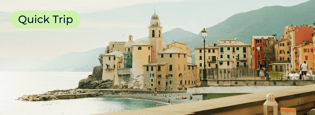 Coastal city with mountains