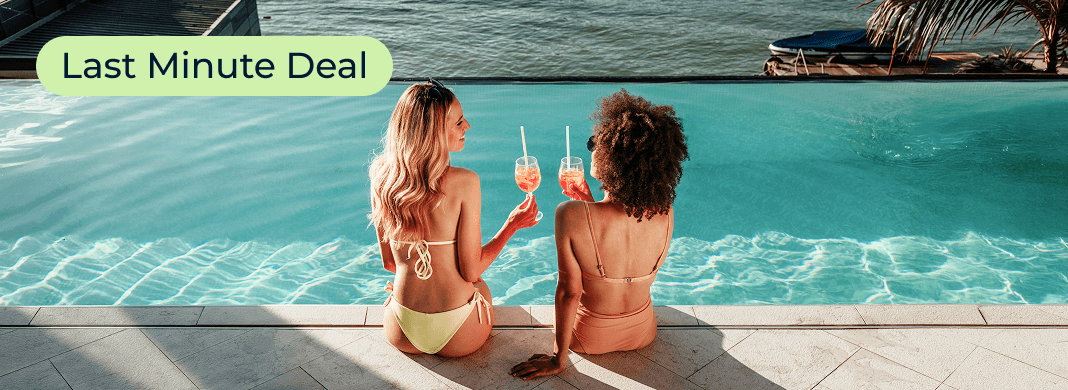 Two women at a pool