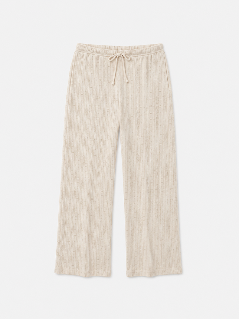 Organic Pointelle Pant in Heather Oat