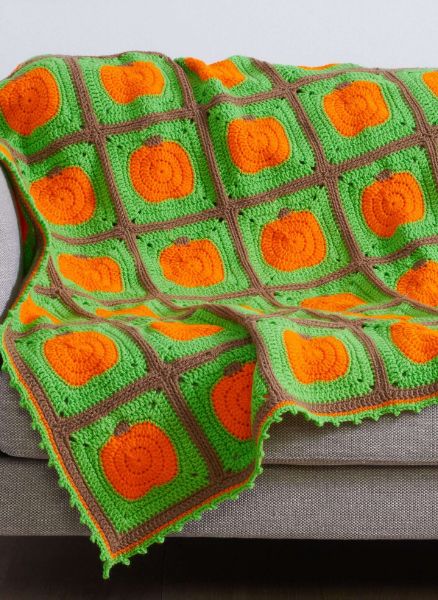 Free Crochet Pumpkin Patch Blanket Pattern