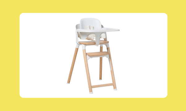 The white Chair II shown in its toddler chair configuration.