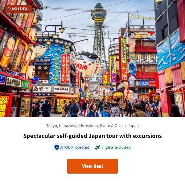 Spectacular self-guided Japan tour with excursions