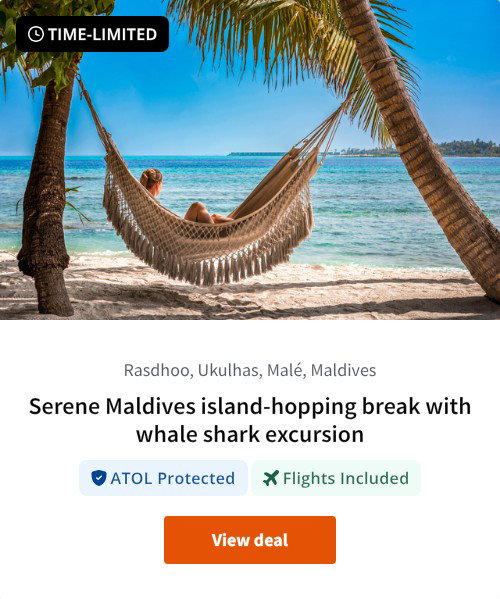 Serene Maldives island-hopping break with whale shark excursion