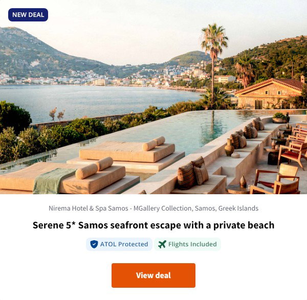 Serene 5* Samos seafront escape with a private beach