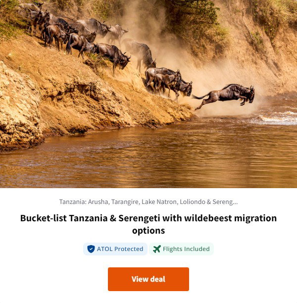 Bucket-list Tanzania & Serengeti with wildebeest migration options