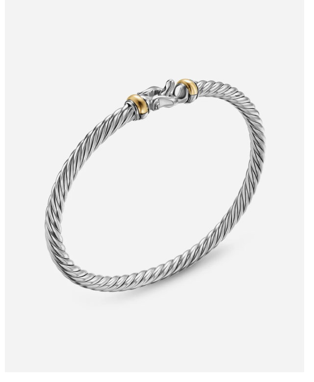 Cable Flex® Buckle BraceletSterling Silver with 14K Yellow Gold, 4mm