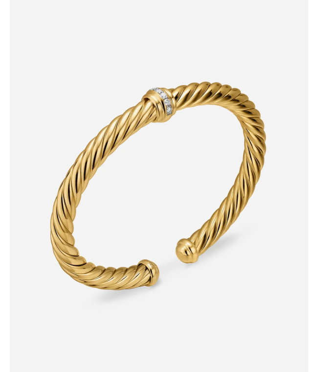 Cablespira® Flex Center Station Bracelet 18K Yellow Gold with Diamonds, 6mm