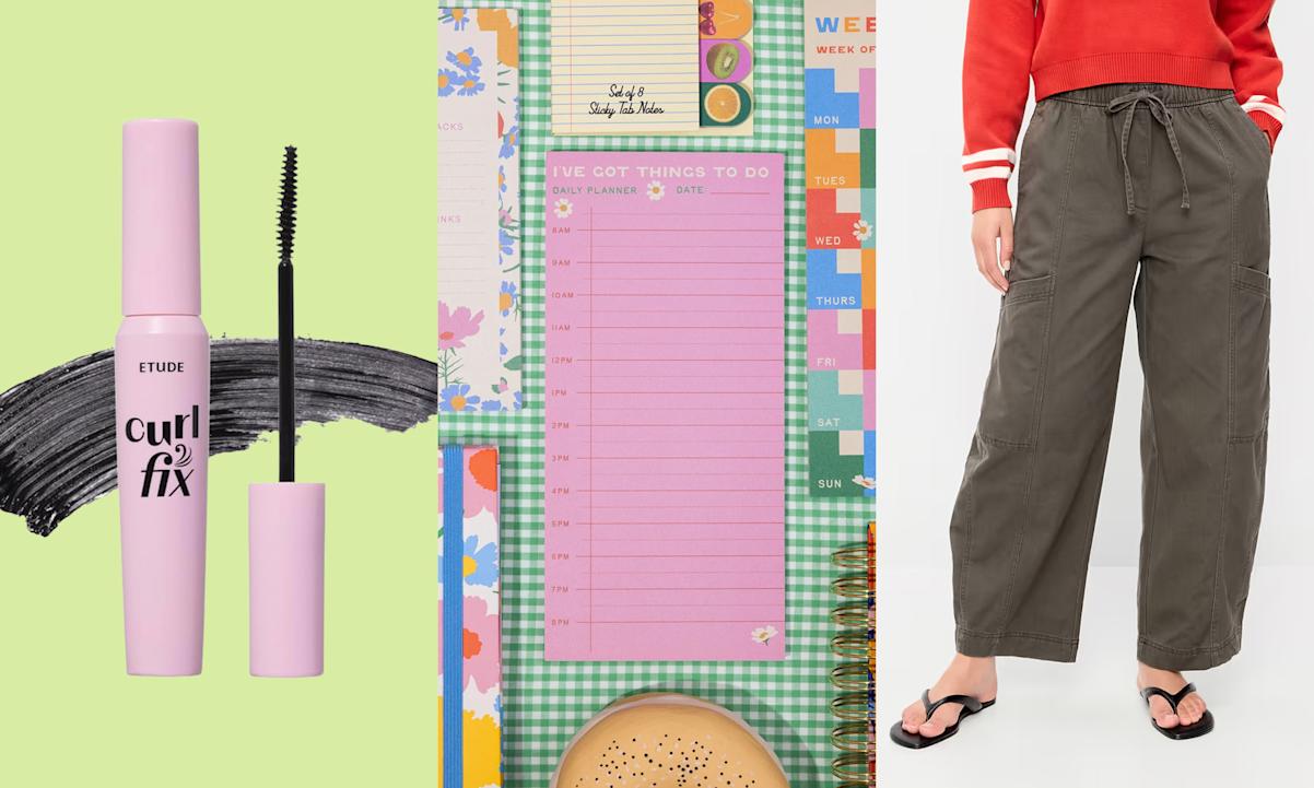 mascara, notepad, utility pants