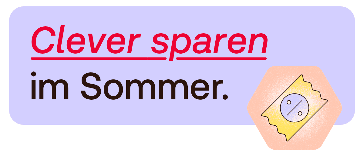 Banner mit Text: „Clever sparen im Sommer“.