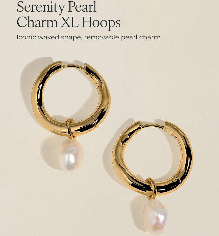 Serenity Pearl Charm XL Hoops