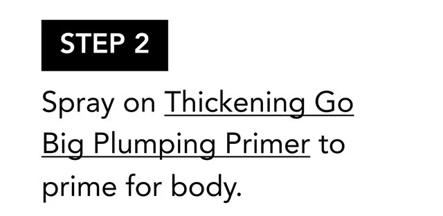 STEP 2 | Spray on Thickening Go Big Plumping Primer to prime for body.