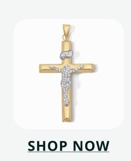 Cross of Jesus Christ pendant with embedded accent stones. Click here to shop now
