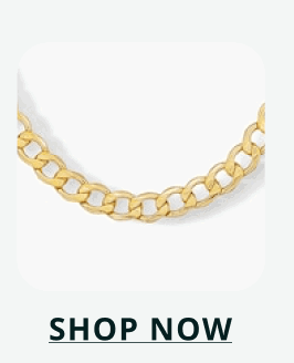 Gold curb chain with interlocking circular-to-oval links. Click here to shop now