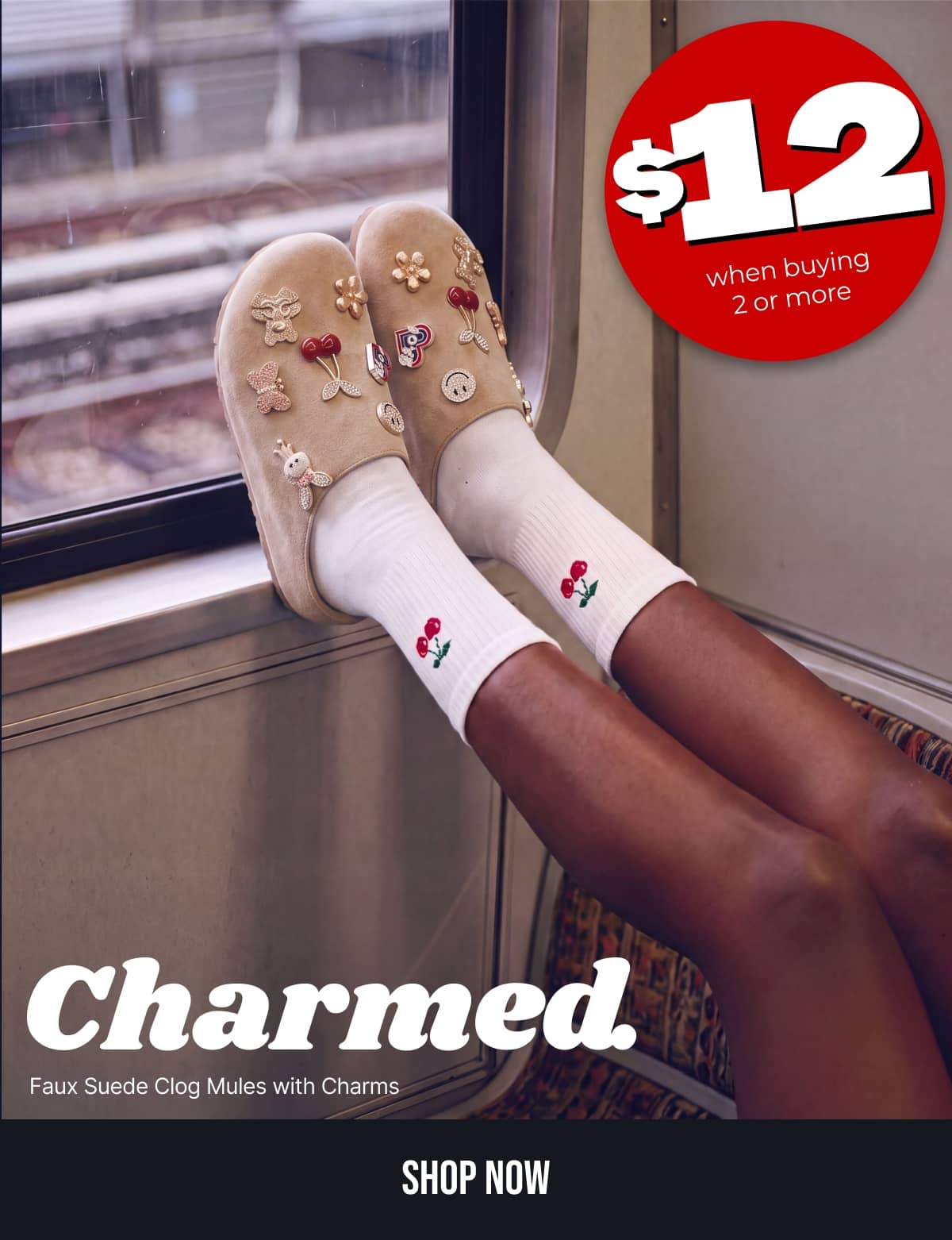 Charmed. - Shop Faux Suede Clog Mules with Charms