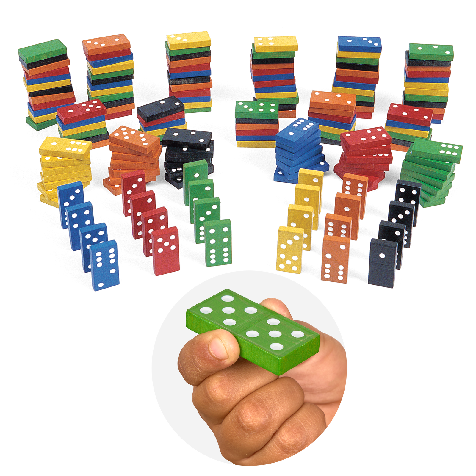 Excellerations® Colorful Wooden Dominoes - 168pcs