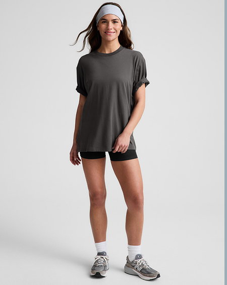 SoftKnit Better Than Ever Oversized Cotton Tee in Black Ash