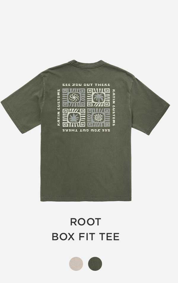 Photo of Root Box Fit Tee in Clover Vintage Wash color.