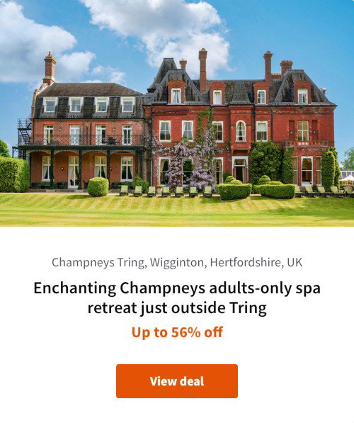 Enchanting Champneys adults-only spa retreat just outside Tring