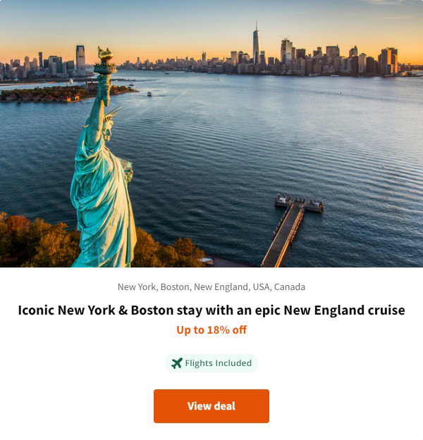 Iconic New York & Boston stay with an epic New England cruise