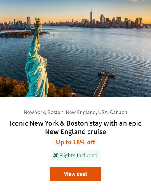 Iconic New York &amp; Boston stay with an epic New England cruise
