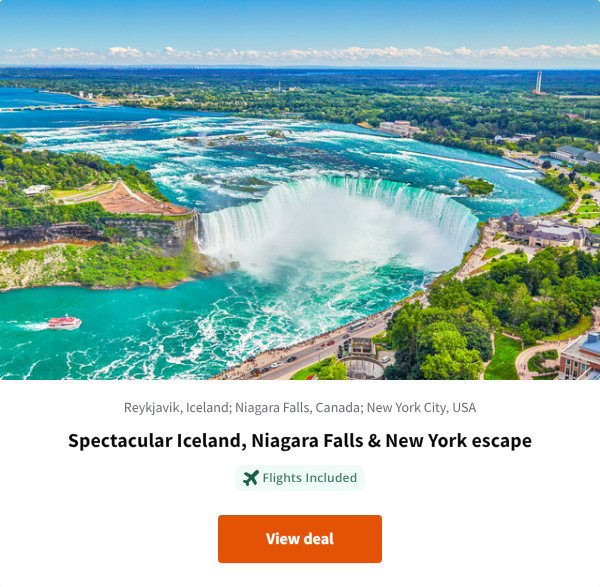 Spectacular Iceland, Niagara Falls & New York escape