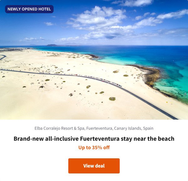 Brand-new all-inclusive Fuerteventura stay near the beach