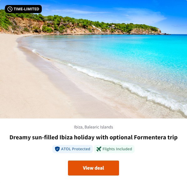 Dreamy sun-filled Ibiza holiday with optional Formentera trip