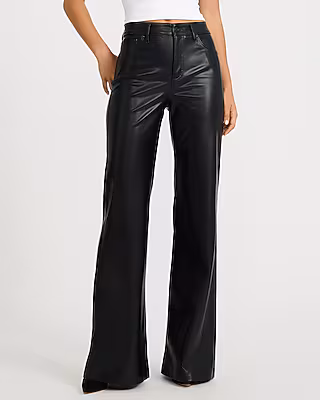 Faux Leather High Waisted Flare Trouser