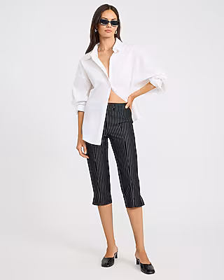 Pinstripe Mid Rise Capri Pants
