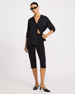 Knit Crepe High Waisted Capri Pant