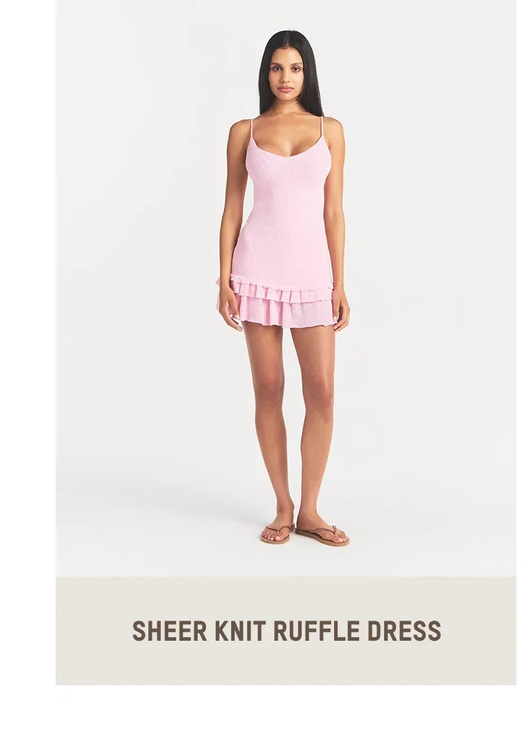 SHEER KNIT RUFFLE DRESS