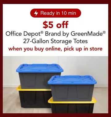 $5 off storage tote when you buy online pick up in store