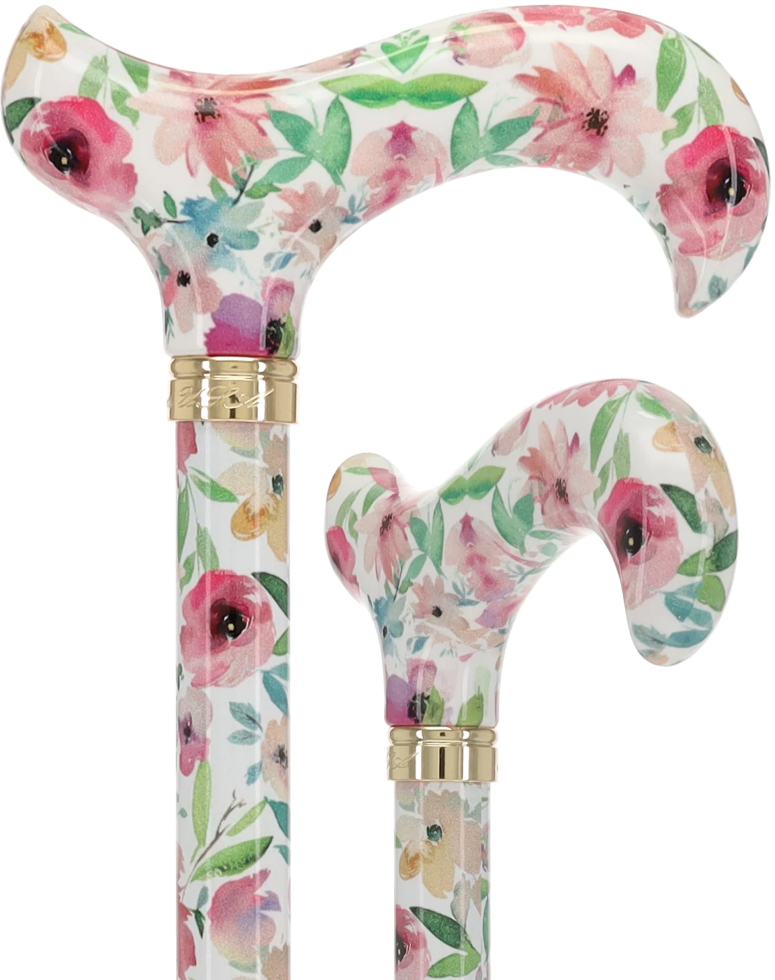 Image of Watercolor Flowers: Designer Adjustable Cane w/ Patterned Handle