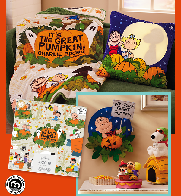 Peanuts Halloween calendar, plush, pillow and blanket.