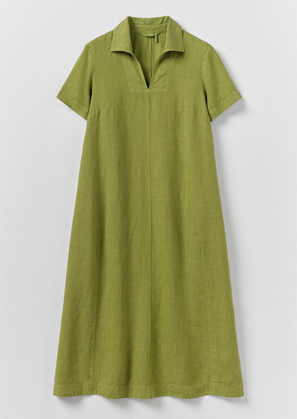 Collared Garment Dyed Linen Dress