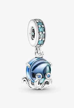 Murano Glass Cute Octopus Dangle Charm