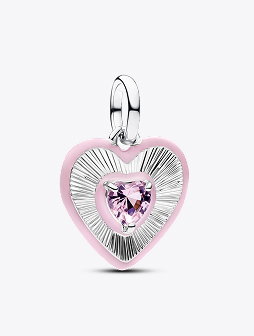 Radiating Pink Heart Medallion Charm
