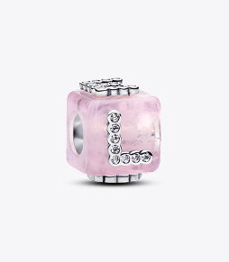 Pink Murano Glass Love Cube Charm