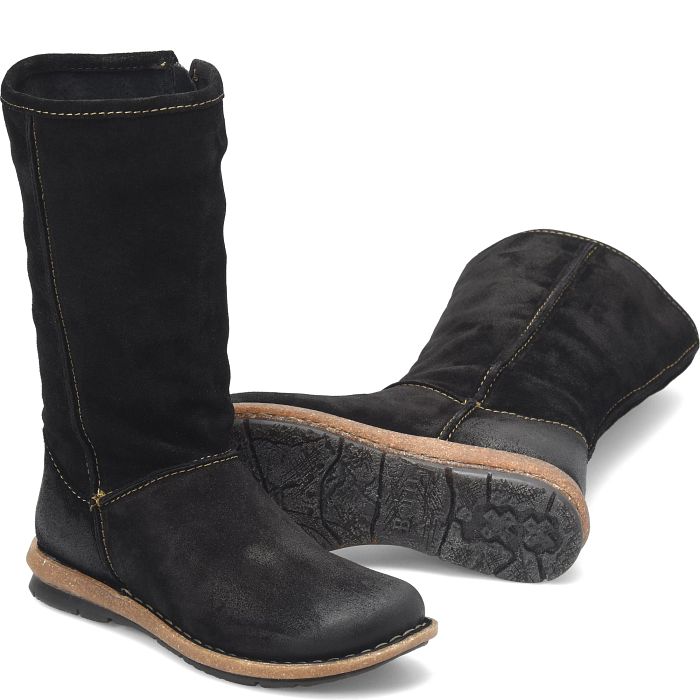 Salee mid calf side zip boot in black suede.