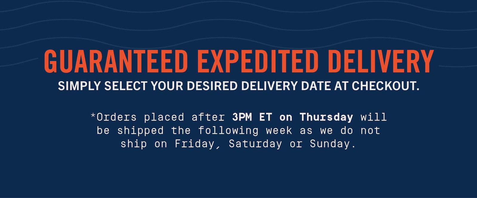 Text overlay about expedited shipping.