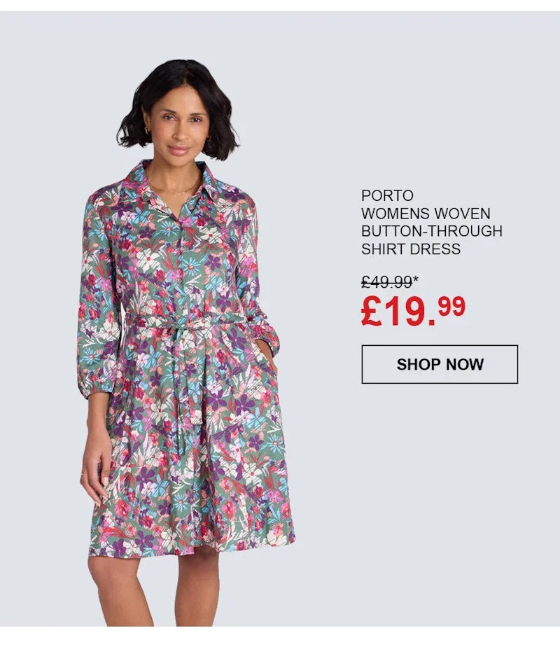 Porto Womens Woven Button-Through Shirt Dress