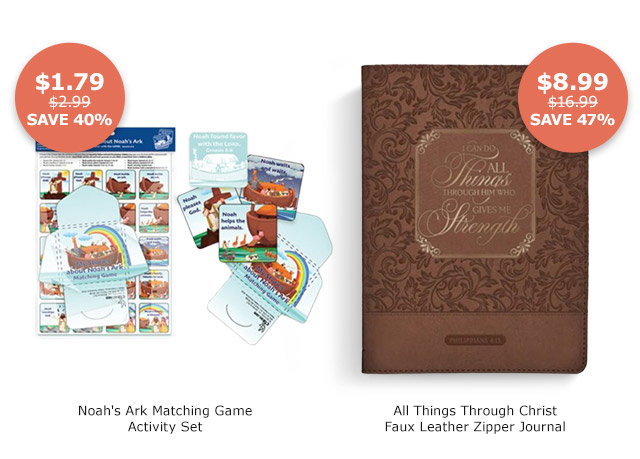 Noah's Ark Matching Game Activity Set | All Things Through Christ Faux Leather Zipper Journal