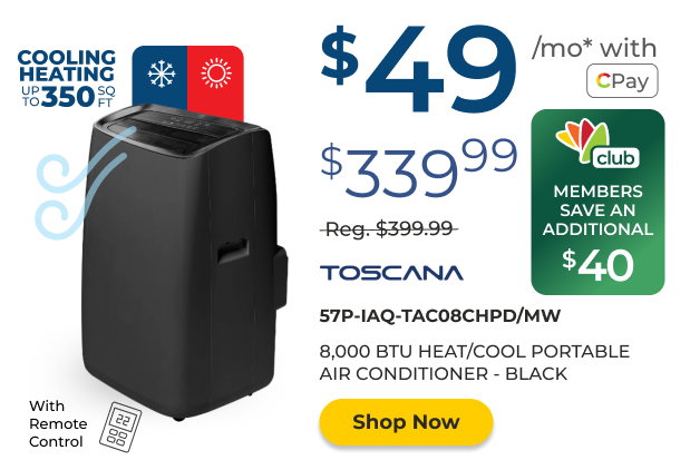 Toscana 8,000 BTU Portable Heater & Air Conditioner - Black