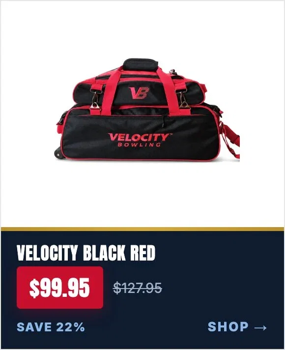 Velocity 3 Ball Triple Tote With Shoe Pouch Black Red Bowling Bag