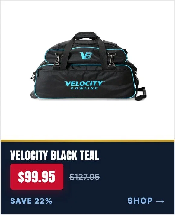 Velocity 3 Ball Triple Tote With Shoe Pouch Black Teal Bowling Bag